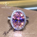 Cost-effective luxury 925 sterling silver oval dove egg cz diamond retro pink micro setting ring